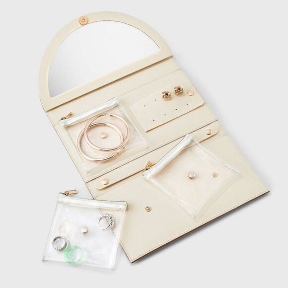 NWT Beaded Lemon Travel Folio w/ mirror jewelry storage clutch Viral On TikTok! - Picture 4 of 11